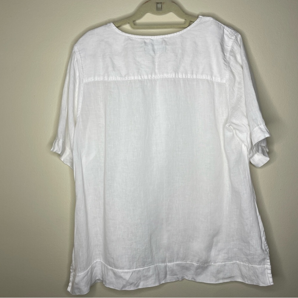Tahari 100% Linen Women’s White Button Up Blouse Size 2X - Picture 3 of 4
